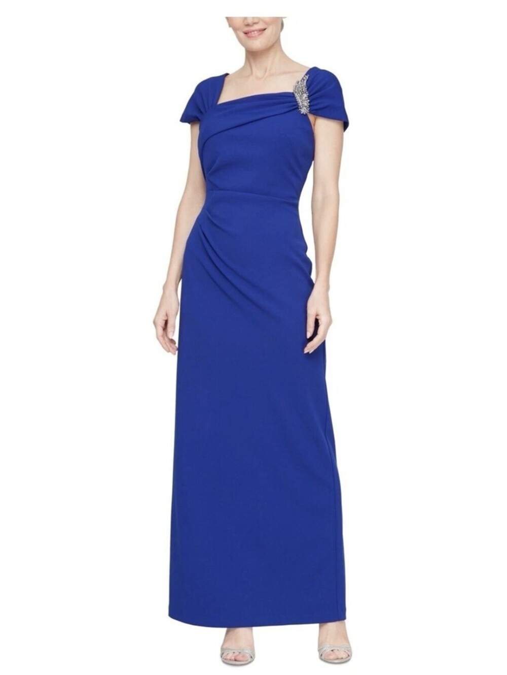 Alex Evenings Women's Embellished Ruched Gown - Royal Blue 4
